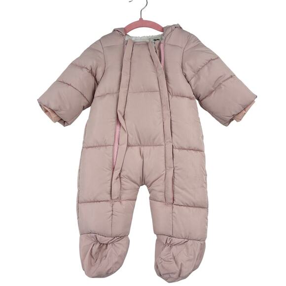 Mother's BabyBear Snowsuit Bunting 6-9 Months Pink Faux Fur Double Zip Hooded - Picture 1 of 8